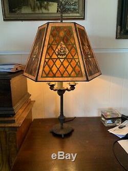 Antique / Vintage Style Spanish Revival Galleon Hexagonal MICA Pirate Lamp Shade