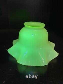 Antique Vintage Uranium Vaseline Glass Opalescent Tulip Lamp Light Shade