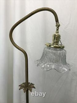 Antique Vintage Victorian Floor Bridge Lamp Arts & Crafts Deco Piano Glass Shade