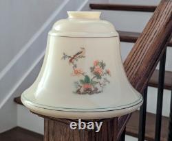 Antique Vtg 1930s-40s Custard Uranium Glass Pheasant Bird Lamp Shade 6H 8W