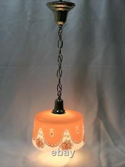 Antique Vtg Bellova Glass Shade Art Deco Pendant Light Hanging Lamp Chandelier