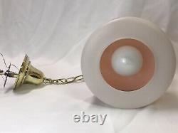 Antique Vtg Bellova Glass Shade Art Deco Pendant Light Hanging Lamp Chandelier