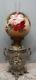 Antique Vtg Cherub Font Electric Oil Lamp With Handles Round Globe Shade