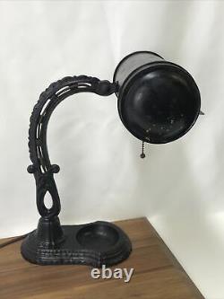 Antique Vtg Desk Lamp Industrial Era Banker Black Cast Iron Steampunk Art Deco