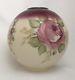 Antique Vtg Glass Ball Lamp Shade Hand Painted Floral Roses Pink Gwtw, Victorian