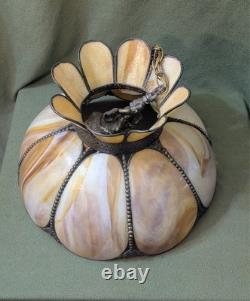 Antique Vtg Large Tiffany Style Caramel Glass Lamp Shade Victorian Art Deco- 18