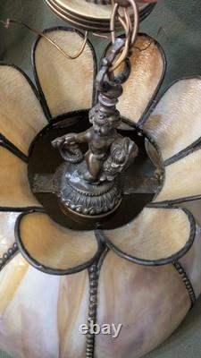 Antique Vtg Large Tiffany Style Caramel Glass Lamp Shade Victorian Art Deco- 18