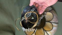 Antique Vtg Large Tiffany Style Caramel Glass Lamp Shade Victorian Art Deco- 18