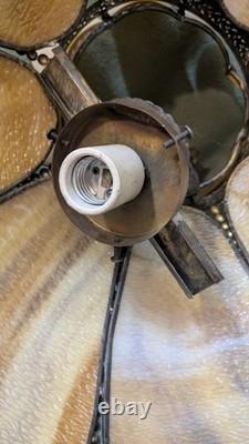 Antique Vtg Large Tiffany Style Caramel Glass Lamp Shade Victorian Art Deco- 18
