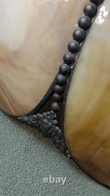 Antique Vtg Large Tiffany Style Caramel Glass Lamp Shade Victorian Art Deco- 18