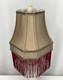 Antique Vtg Style Victorian Art Deco Lamp Shade Gold Beige Red Fringe, 9 Square