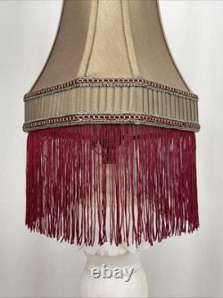 Antique Vtg Style Victorian Art Deco Lamp Shade Gold Beige Red Fringe, 9 Square Antique Vtg Style Victorian Art Deco Lamp Shade Gold Beige Red Fringe, 9 Square