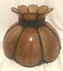 Antique Vtg Tiffany Style Stained Glass Lamp Shade Leaded Slag Arts Crafts Amber