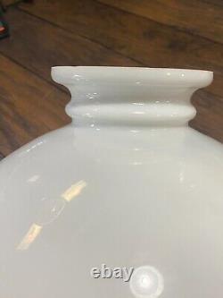 Antique White Milk Glass Oil Lamp Shade / Vintage Globe w 10 fitter