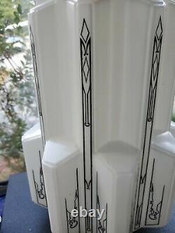 Antique White With Black ART DECO Tiered Skyscraper Light Shade Ceiling Fixture