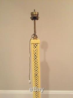 Antique Wicker Floor Lamp Shade 1930's Vintage Tropical Yellow 5' Tall OH Pickup