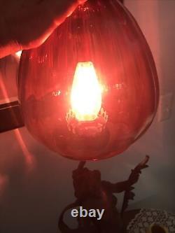 Antique cranberry glass lamp shade