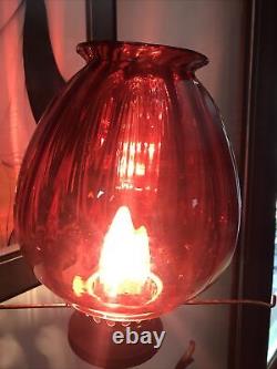 Antique cranberry glass lamp shade