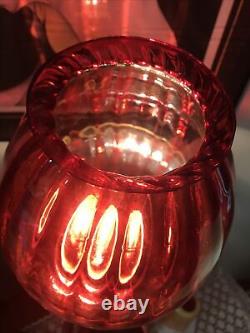 Antique cranberry glass lamp shade