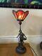 Antique Newel Post Lamp Stained Glass Shade