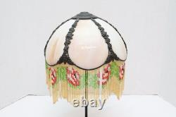 Antique slag glass lamp shade Beaded Victorian Stained Glass Marbled 6 Panel