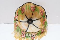Antique slag glass lamp shade Beaded Victorian Stained Glass Marbled 6 Panel