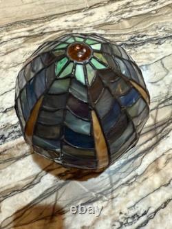 Antique stained glass lamp shade 9 inches in height