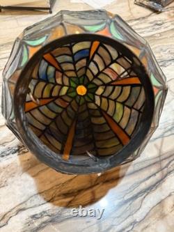 Antique stained glass lamp shade 9 inches in height