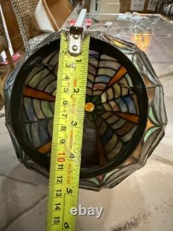 Antique stained glass lamp shade 9 inches in height