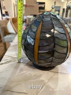 Antique stained glass lamp shade 9 inches in height