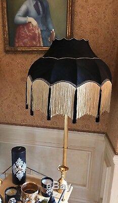 Antique style Vintage Victorian Traditional Downton Abbey black silk lampshade