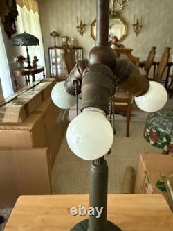 Antique table lamp base and shade