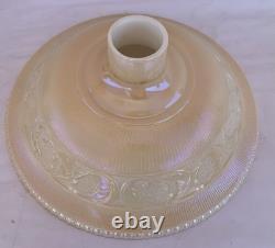 Art Deco 16 Embossed Torchiere Floor Lamp Shade Floral Gold Luster Leaf Milk Gl