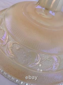 Art Deco 16 Embossed Torchiere Floor Lamp Shade Floral Gold Luster Leaf Milk Gl