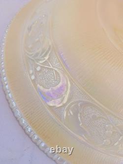 Art Deco 16 Embossed Torchiere Floor Lamp Shade Floral Gold Luster Leaf Milk Gl