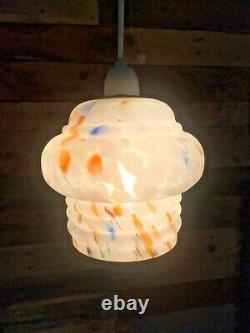 Art Deco 1930's Stepped Splatter Glass Lamp Light Shade Vintage Retro Ufo Odeon