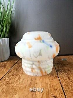 Art Deco 1930's Stepped Splatter Glass Lamp Light Shade Vintage Retro Ufo Odeon