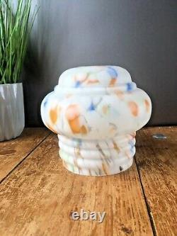 Art Deco 1930's Stepped Splatter Glass Lamp Light Shade Vintage Retro Ufo Odeon