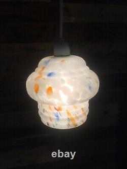 Art Deco 1930's Stepped Splatter Glass Lamp Light Shade Vintage Retro Ufo Odeon