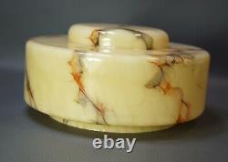 Art Deco Bohemian Loetz Cream Marbled Glass Caramel Slag Lamp Light Shade