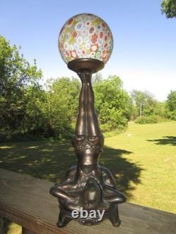 Art Deco Collection Francaise Lady Figural Lamp With Millefiori Glass Shade