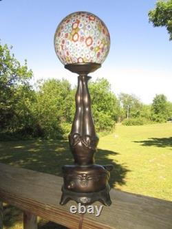Art Deco Collection Francaise Lady Figural Lamp With Millefiori Glass Shade