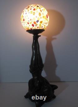 Art Deco Collection Francaise Lady Figural Lamp With Millefiori Glass Shade