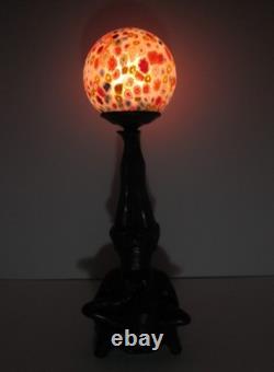 Art Deco Collection Francaise Lady Figural Lamp With Millefiori Glass Shade