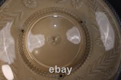 Art Deco Large Peach Tan Glass Ceiling Light Shade Bowl 3 Metal Hangers