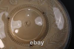 Art Deco Large Peach Tan Glass Ceiling Light Shade Bowl 3 Metal Hangers