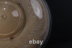 Art Deco Large Peach Tan Glass Ceiling Light Shade Bowl 3 Metal Hangers