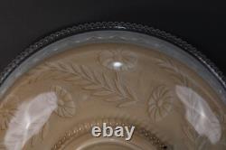 Art Deco Large Peach Tan Glass Ceiling Light Shade Bowl 3 Metal Hangers