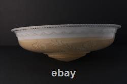 Art Deco Large Peach Tan Glass Ceiling Light Shade Bowl 3 Metal Hangers