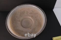 Art Deco Large Peach Tan Glass Ceiling Light Shade Bowl 3 Metal Hangers